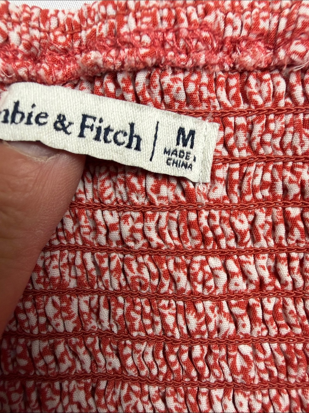 Abercrombie & Fitch Rust Floral Ruched V-Neck Top w/ balloon sleeves - Picture 6 of 14